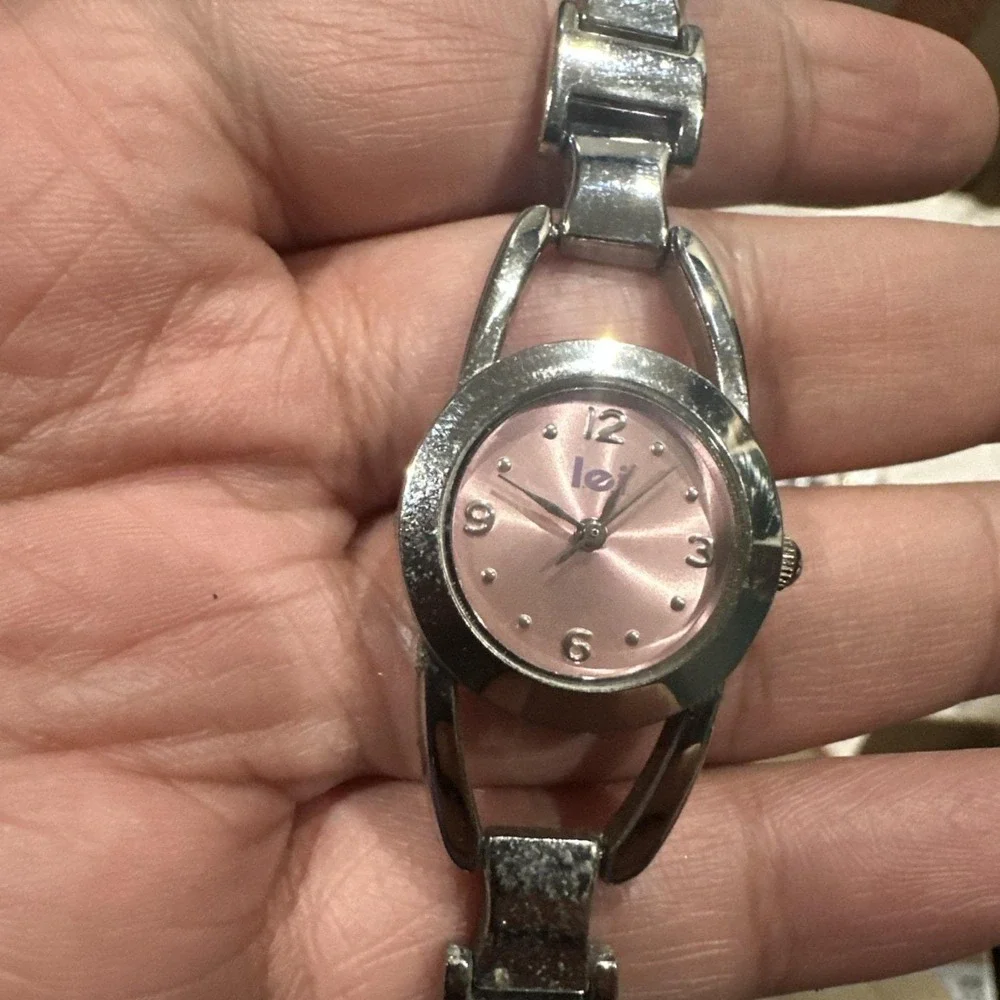 Working l.e.i. Life Energy Intelligence Pink Dial Silver Ladies Watch 23mm Fit 7